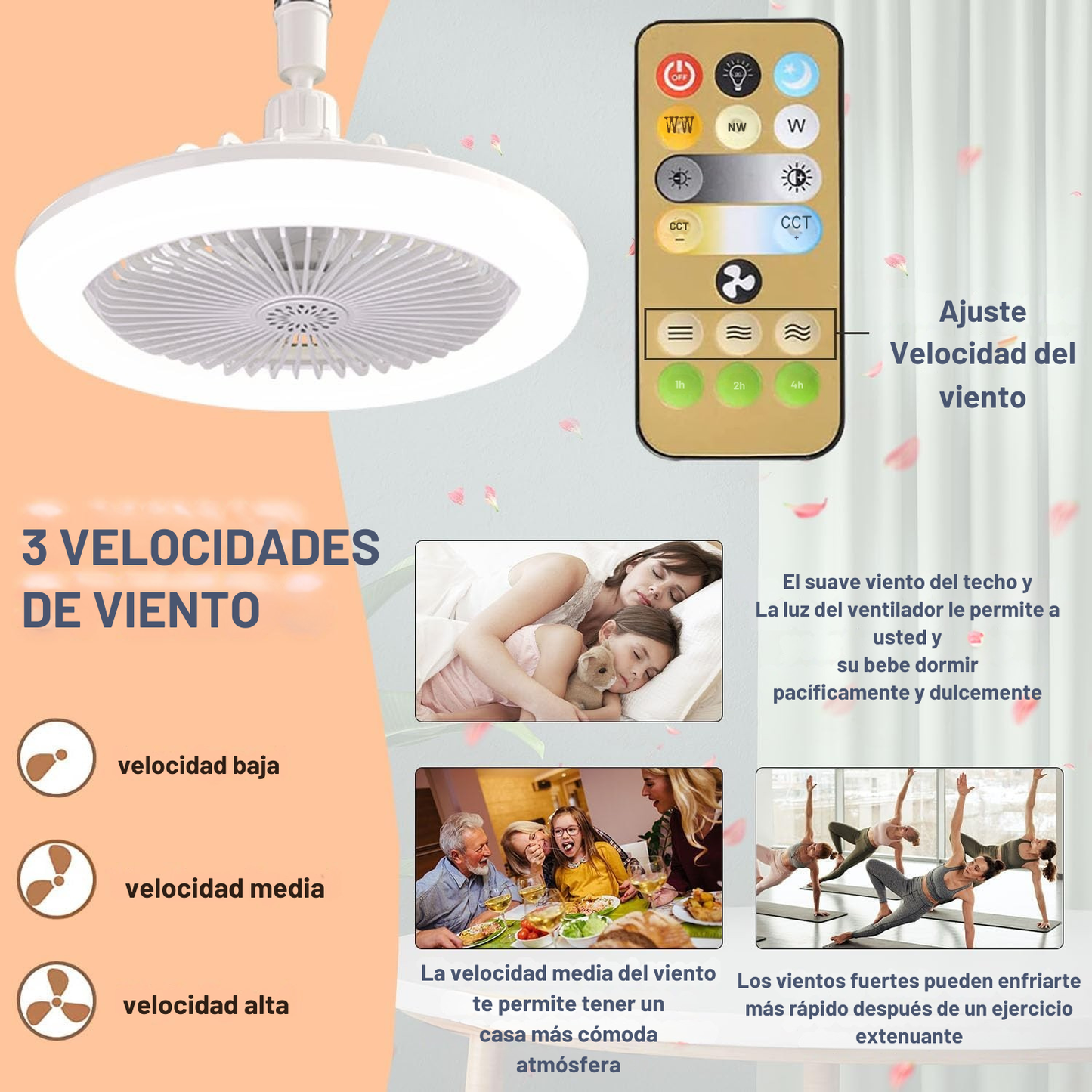 💨 VENTILADOR DE TECHO CON AMPOLLETA LED 🌟